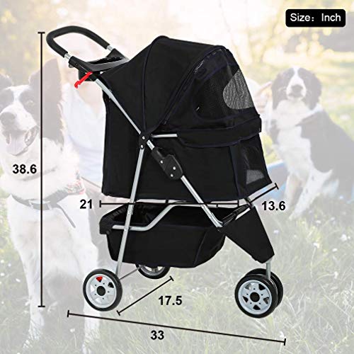 BestPet 3 Wheels Pet Stroller Dog Cat Cage Jogger Stroller for Medium