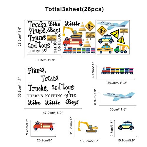 Construction Transportation Wall Decals -Planes Trains Trucks and Toys There's Nothing Quite Like Little Boys Positive Quote Sticker, Boys Playroom Decor