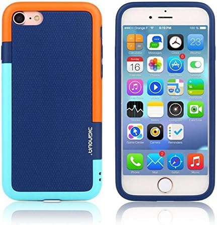 iPhone 7 iPhone 8 Shockproof Case Cover With Cardholder Slot Inside Case By Diginova (Blue/Light Blue/Orange)