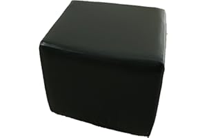 Waterproof Ottoman Cover Square, Footstool Slipcovers, Stretch Faux Leather, Small 16x16in