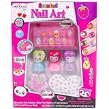 Hot Focus Scented Nail Art Kit - Fruit Girls Nail Kit Includes 12 Press on Nails, 3 Nail Polishes, 31 Nail Stickers and a Nail File – Non-Toxic Water Based Peel Off Nail Polish
