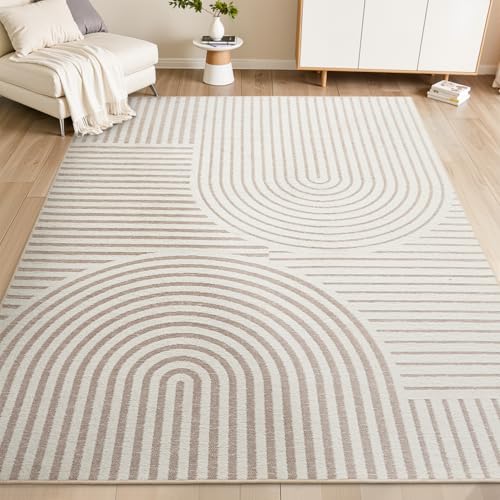 Boho Area Rug for Entryway 4x6 Entrance Rug Machine Washable Rugs for Living Room Non Slip Soft Carpet Geometric Jacquard Textured Carpet for Bedroom Dining Room Nursery Office Living Room Rug -Beige