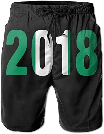 Welonzd Lightweight Quick Dry Beach Shorts 2018 Nigerian Flag and Football Swim Trunks Beach Pants