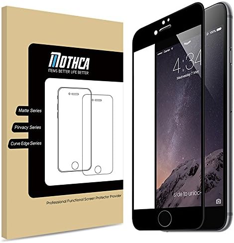iPhone 7 Screen Protector, Mothca 3D Curve Edge Tempered Glass Full Screen Coverage Edge to Edge HD Clear Screen Protector Film with Thin but Tough Piano Paint Finish Steel Alloy Frame (Black)
