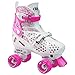 Roller Derby Girl's Trac Star Adjustable Roller Skate, White/Pink, Large 3-6