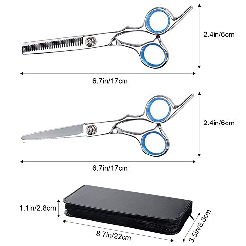 Sunta Hair Cutting Scissors Thinning Shears Professional Barber Salon Razor Edge Tools Set - 6'' Stainless Steel Mustache Scissors and Barber Scissors for Personal and Professional Use - Thumbnail 5