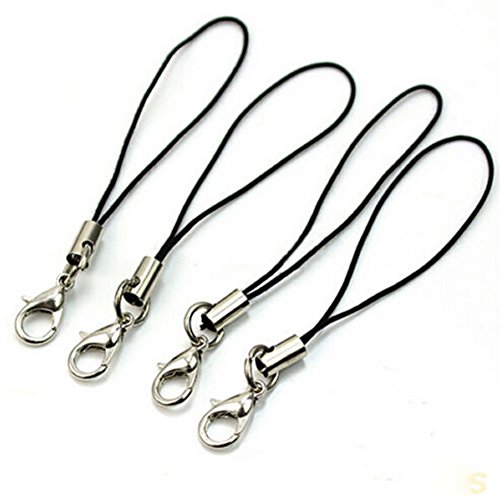 100Pcs Black Cell Phone Lanyard Cords Strap Lariat Mobile Lobster Clasp