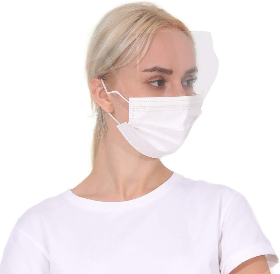 Peesnt 10 Pcs White Disposable Face Mask with Eye Shield: Home Improvement
