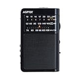AGPTEK AM FM Pocket Radio Portable Stereo Supports TF Card USB, R09(Black)