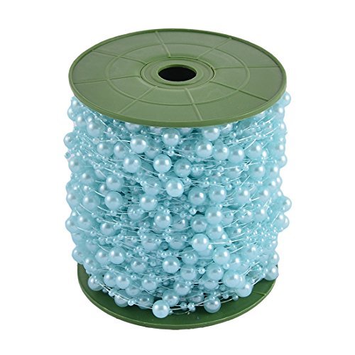 Tabla Flor eDealMax boda de artesanía bricolaje Garland granos de la Perla decoración de la secuencia del rodillo Azul claro