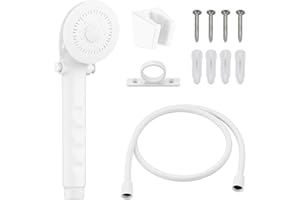 LAVISHSTREAM RV Shower Head with Hose, High Flow Shower Head, for RV/Campers, Travel Trailer, Motorhome for Water Saving, with Pause Function and Handheld Shower Head Holder and Hose (White)