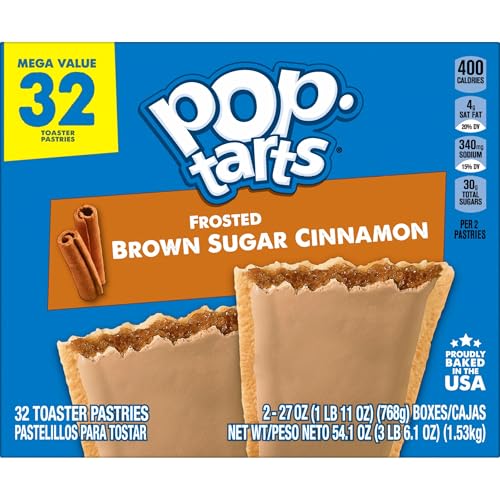 POP-TARTS BREAKFAST TOASTER PASTRIES, FROSTED BROWN SUGAR CINNAMON, FAMILY PACK (32 COUNT)