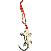 Southwest Miniature Silver Gecko Ornament - Mini Lizard Charm with Turquoise Accents - Souvenir Southwestern Christmas Ornament Stocking Stuffer Gift (Gecko)