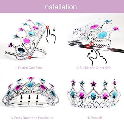 Tagitary 11 Pack Princess Pretend Jewelry Toy,Girl's Jewelry Dress Up Play Set Included Crowns, Necklaces,Rings and Earrings 11 Piece Set