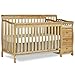 Dream On Me Brody 5-in-1 Convertible Full-Size Baby Crib & 3-Drawer Changer in Natural, Pinewood, GreenGuard Gold & JPMA, 1” Changer Pad, 3 Mattress Heights, Converts to Toddler & Full Size Bed