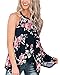 Barlver Women's Summer Tank Tops Floral Sleeveless High Neck Camis Shirts Flowy Halter Casual Tunic Blouse Black