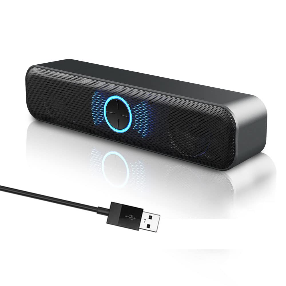 HONKYOB [Newer USB Computer Speaker for Desktop, Laptop Speaker, PC Speaker, Small Computer Soundbar with Hi-Quality Sound,LED RGB Changing Light โ image 1