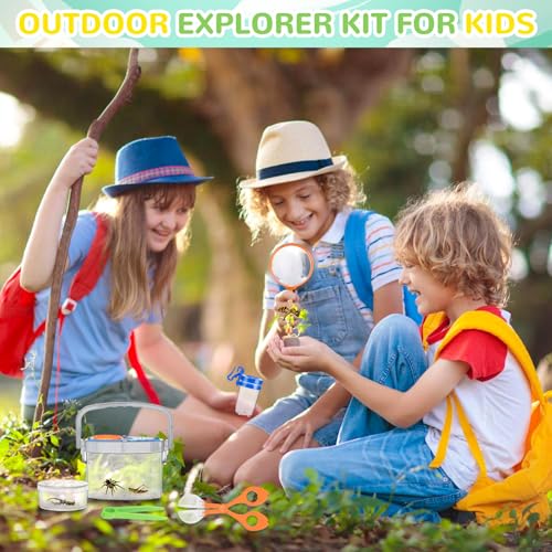 11 Piece Children's Explorer Kit, Insect Hunting Game with Magnifier, Butterfly Net, Observation Box and Tweezers, Outdoor Educational Toy Gift 3 4 5 6 7 8 Years Old