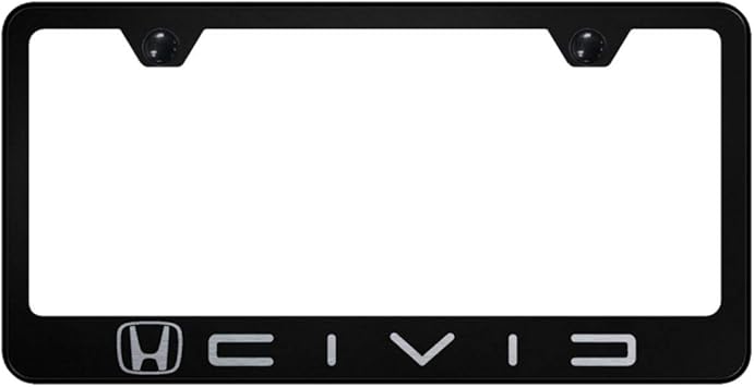 Amazon Com Au Tomotive Gold Inc License Plate Frame For Honda Civic Stainless Steel Black Lf Civc Eb Automotive