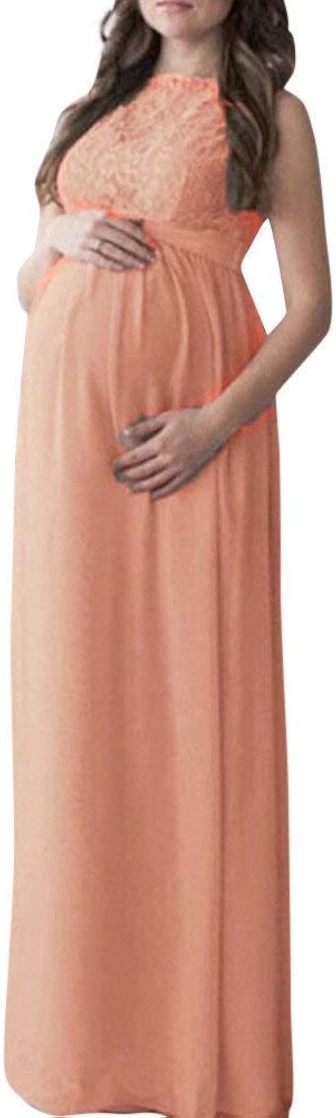 Women Maternity Dress Lace Dress Pregnancy Dress Neckline Nude Clothing