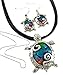 DianaL Boutique Colorful Enameled Sea Turtle Pendant Necklace and Earrings Set on Black Cord with Free 18