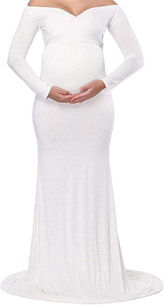 Women's Maternity Dresses Mother Maternity Gown Long Sleeve Slim Fit