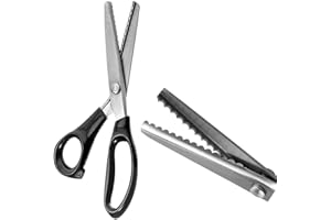 Professional Pinking Shears, Comfort Grip Handle Stainless Steel Dressmaking Scissors Sewing Art Craft Cut Tool, Serrated and