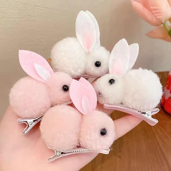 Amazon.com : 4Pcs Plush Bunny Hair Clips, Cute Bunny Easter Hair