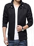 KIWEN Men's Cotton Slim Fit Outwear Coat Jacket(Black,XS size)