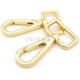 CRAFTMEMORE 2PCS 1 Inch Push Gate Snap Hooks Metal Swivel Lobster Claw Clasp Purse Hardware SC21 (Gold)