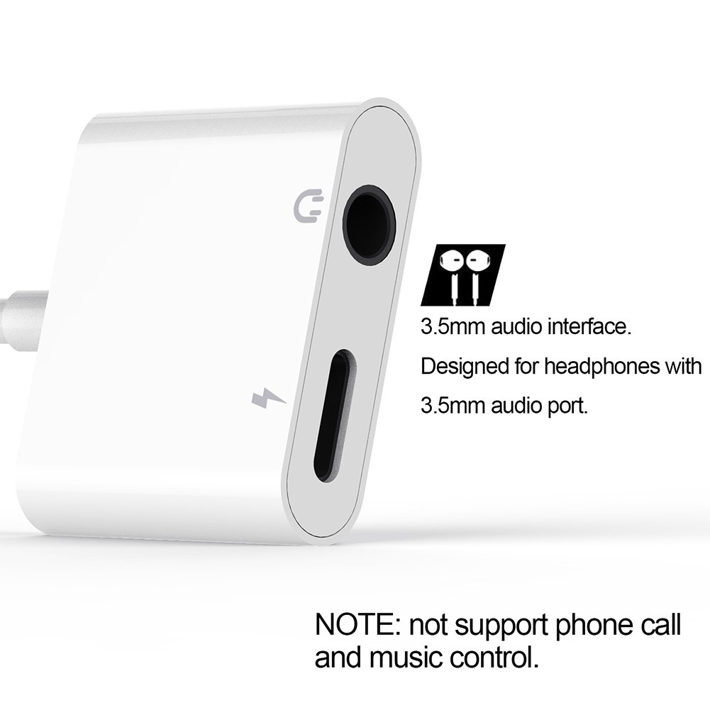IPhone 8 Lightning Adapter Headphone Jack For 3.5mm Headphone Audio Adapter 2A Quick Charge Earphones Splitter - Compatible With IOS 11 （No Calling Feature Or Data Transfer Abilityi ）phone dongle