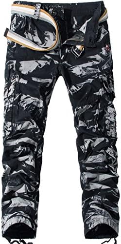 Pajamasea Plus Size War Game Men Tactical Pants Casual Pants Army Military Work Active Trousers Black and White 30