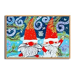 Framed Canvas Wall Art Merry Christmas Canvas Prints Home Artwork Decoration for Living Room,Bedroom - 16x24 inches