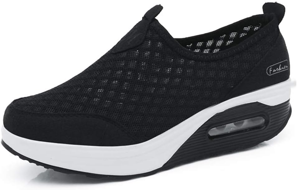 L LOUBIT Women Sneakers Comfort Slip On Wedges Shoes Breathable Mesh Walking Shoes