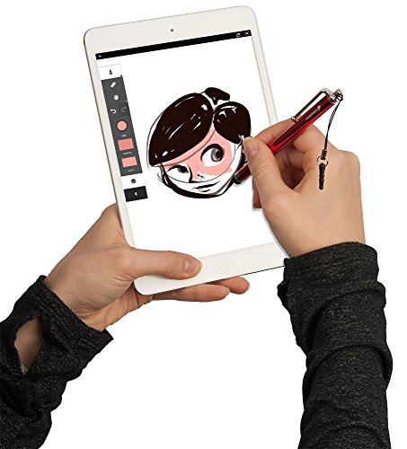 Fosmon Trio Capacitive Tip Stylus Pack for Kindle Fire, Apple iPhone, iPod Touch, iPad, HTC, Samsung & Motorola Android Phones (Black, Silver, Red)