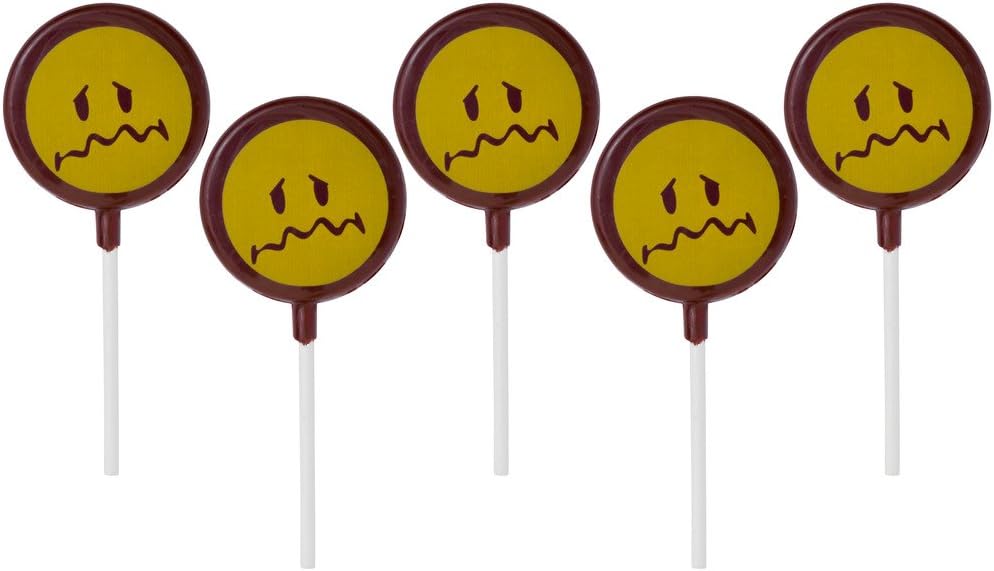 Smiley World Emoji Face Expressions Dairy Milk Chocolate Lollipops Sucker "GET WELL" Gourmet Holiday Mothers Day Gift Pack (5 Pk)
