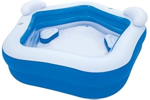 ADRINFLY Inflatable Pool with 2 Seats,Headrest Cup Holder Family Paddling Pool Swimming Pool Bath Tub for Kids Toddlers Adults