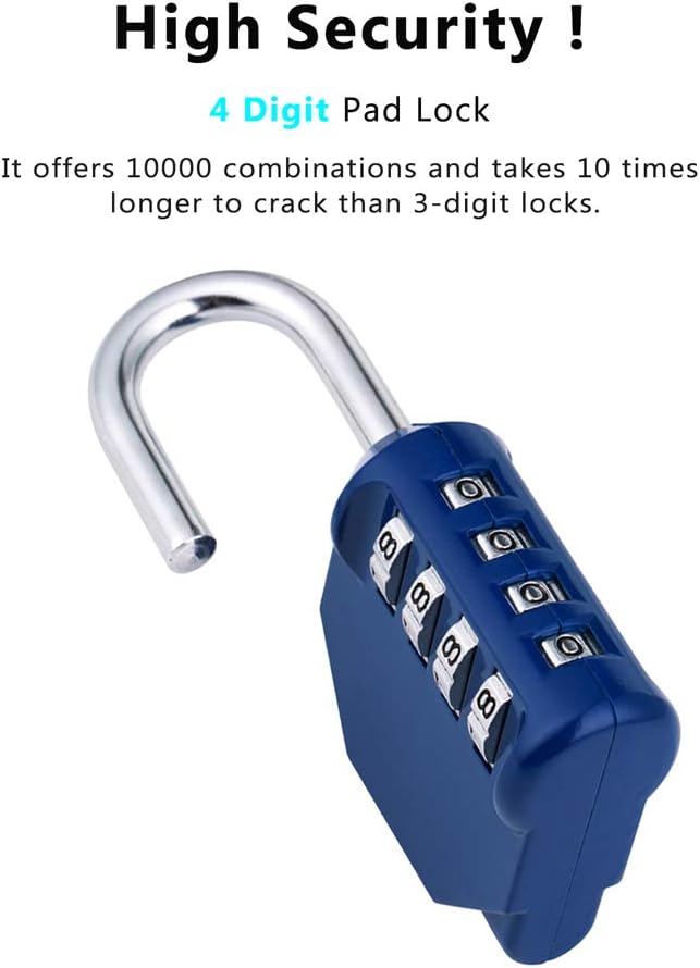 ZHEGE Combination Locker Lock, 4 Digit Outdoor Padlock for Gym, School, Gates, Doors, Fence, Hasps and Storage - - 