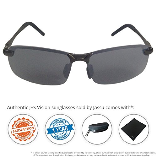 J+S Ultra Lightweight Men's Rimless Sports Sunglasses, Polarized, 100% UV protection - (Wide Frame - Black Frame / Black Lens)