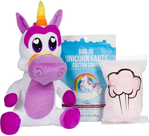 Isabella Purple Plush Unicorn Cow 11" With Bag of Unicorn Farts Cotton Candy