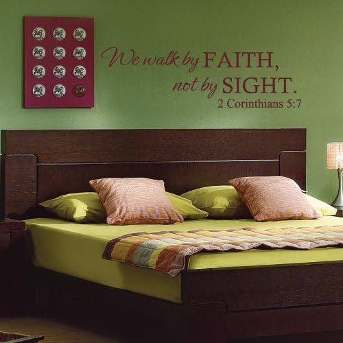 We Walk By Faith,Not By Sight (2 Corinthians 5:7) - Scripture Bible Verse Religious Vinyl Wall Sticker Quote Decor (Black, Small)