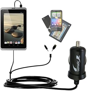 Gomadic Dual DC Vehicle Auto Mini Charger Designed for The Acer Iconia A1-830 - Uses TipExchange to Charge Multiple Devices in Your car