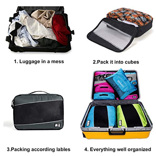 8 Set Packing Cubes, Travel Luggage Bags Organizers Mixed Color Set