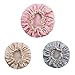 Efivs Arts 3 PACK Nylon Waterproof Lined Shower Cap Bath Hair Cap Lady Salon Hat(Pink Yellow Gray)