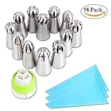 Russian Ball Tips, PROMENE Russian Sphere Ball Icing Tips Nozzles Cake Decorating Supplies Cookies Macaron Cupcake Decorating Tips Kits with 3 Reusable Silicone Pastry Bag (12 Sets)