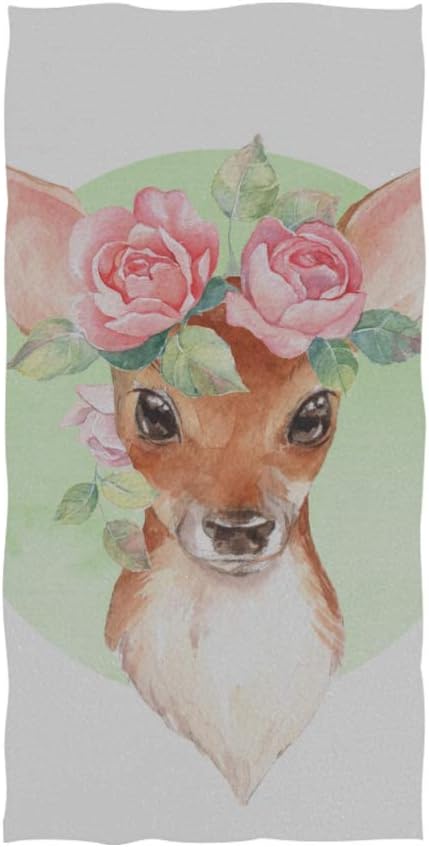 Enhusk Animal Cute Baby Little Brown Child Deer Soft Spa Beach Bath Towel Fingertip Hand Towel Washcloth For Baby Adult Bathroom Beach Shower Wrap Hotel Travel Gym Sport 30x15 Inch