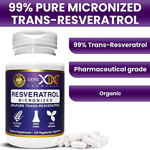 Genex 99 Trans Resveratrol Capsules 1000mg Serving Pure Micronized