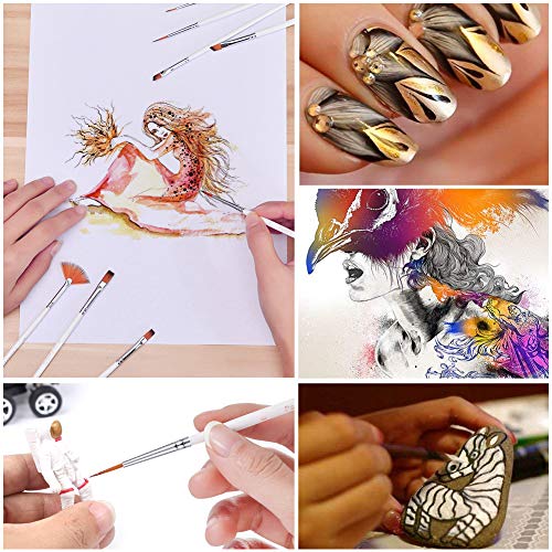 18-Piece Detail Paint Brushes Set, Handmade Miniature Fine Paintbrushes for Acrylic Watercolor Oil, Art, Perfect for Rock Painting, Christmas Balls, Scale Models, Figurines, Nail, Face, Airplane Kits