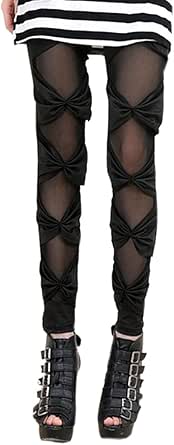 Download Locomo Women Half Sheer Ribbon Inset Stripes Legging Pant ...