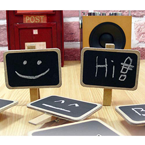 JKJF Wooden Mini Chalkboard Label Clip Message Boards for Memo, Food Label, Party Decor (12 Pieces) - Thumbnail 3